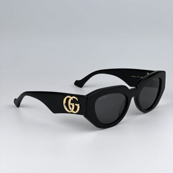 NEW Gucci GG1421S 001 Black Grey Cat Eye Women Sunglasses GG 1421S - Picture 8 of 14
